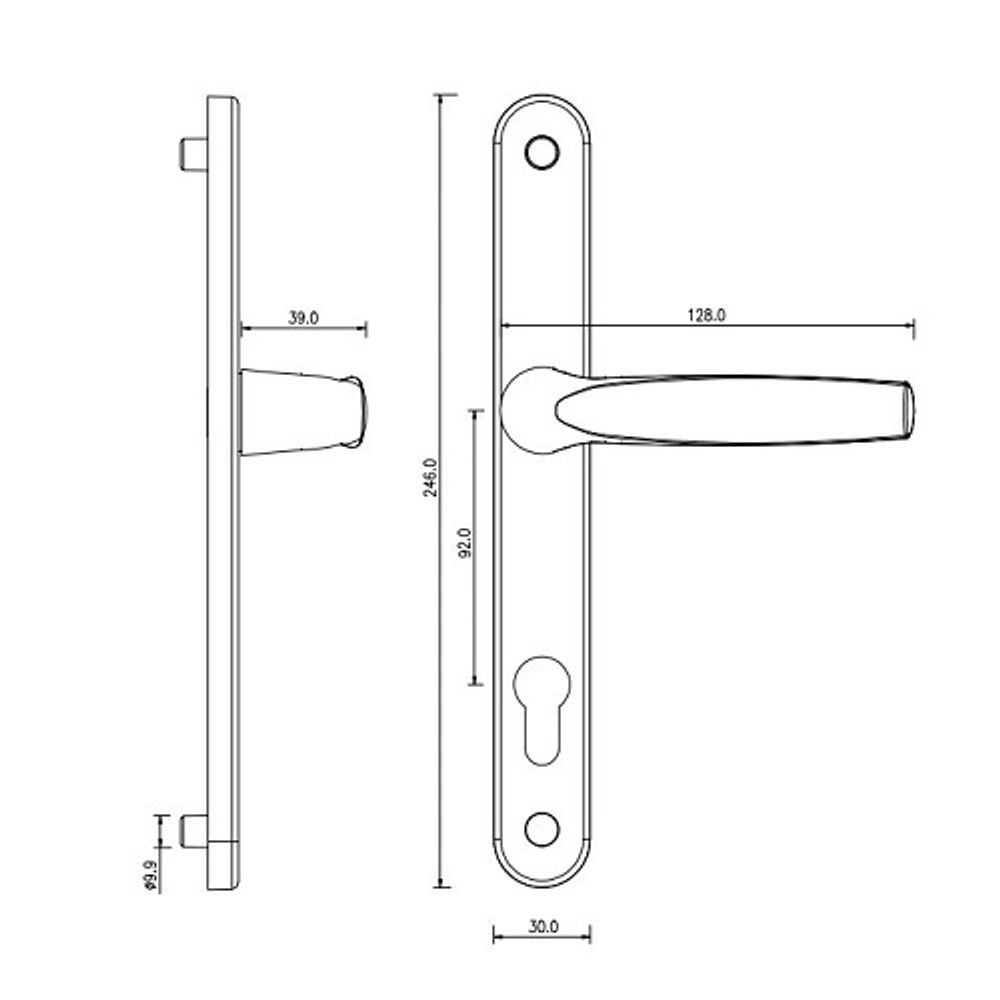 Комплект ручек на планке DORMA bremen 92/30/8мм серый (RAL 9006)