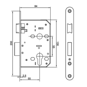 Корпус замка LEKSA 4-55 СР хром