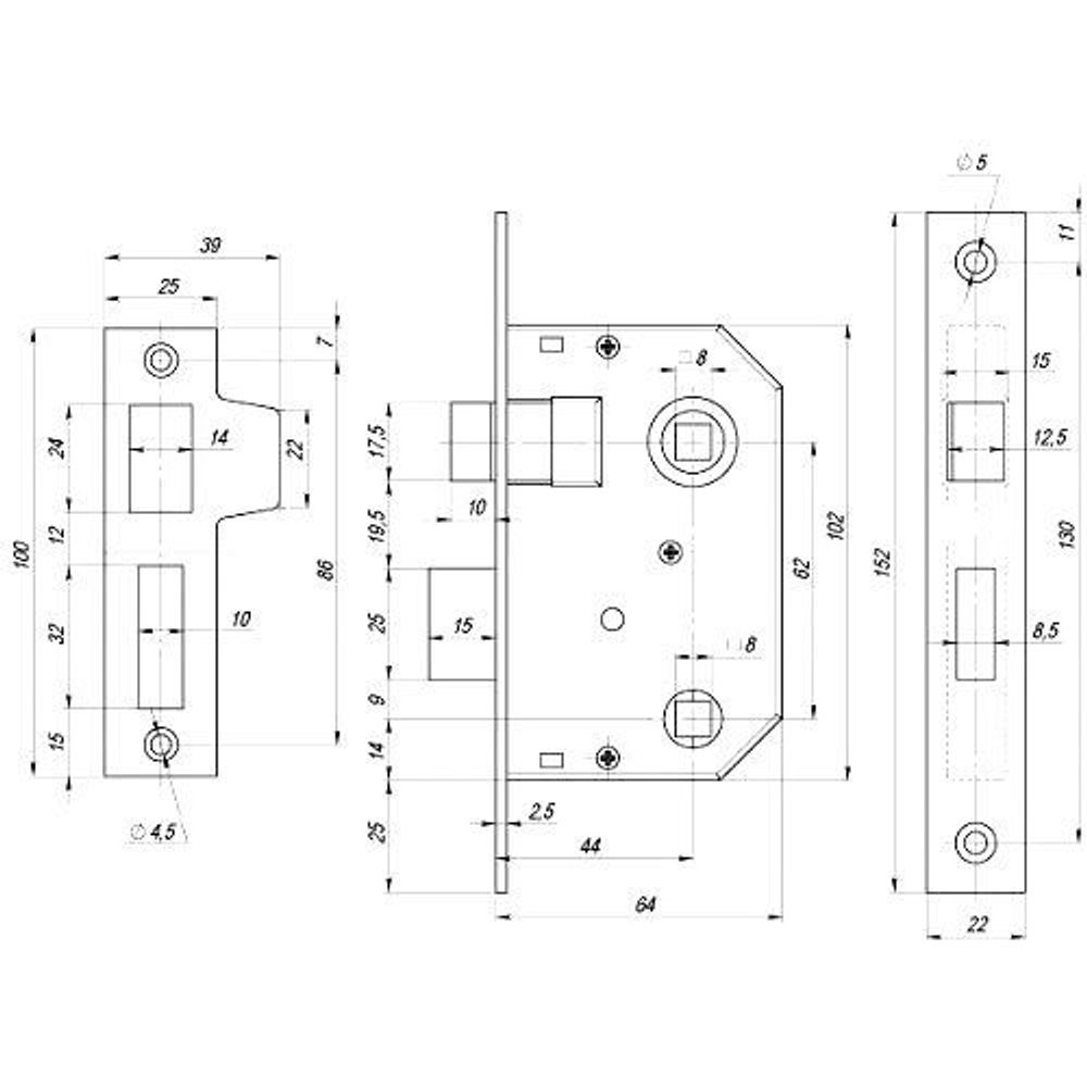 Механизм межкомнатный VETTORE 251 WC GP золото