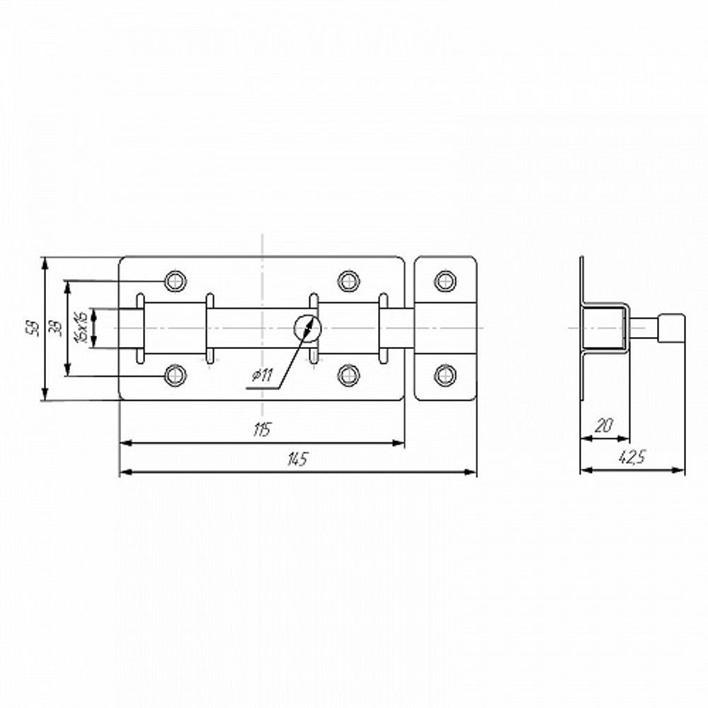 Задвижка дверная СЕКРЕТ-КИРОВ ЗД 06 (ПД) цинк