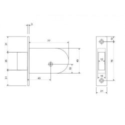 Замок врезной APECS 90-K CR хром