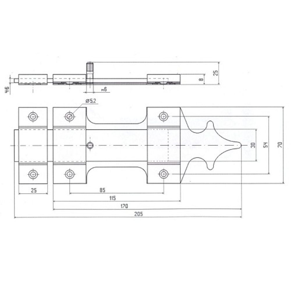 Засов накладной "Делга" (серый) фигурный