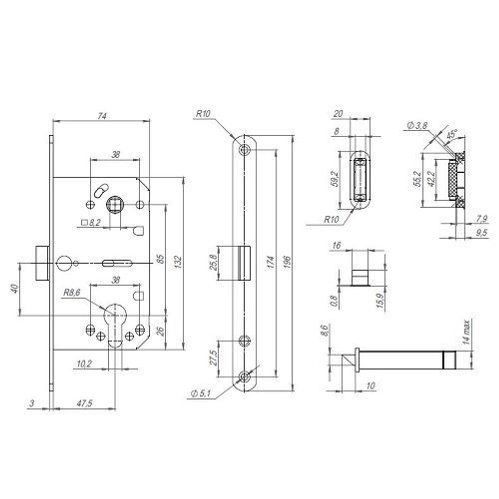 Замок магнитный PUNTO ML85-50 SN мат.никель /43055/
