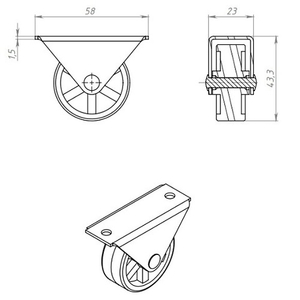 Ролик выкатной КУНГУР H-44 цинк (1 шт)
