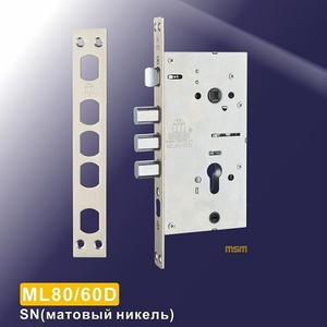 Замок врезной с задвижкой MSM ML80/60D (под APECS T-0523) мат.никель