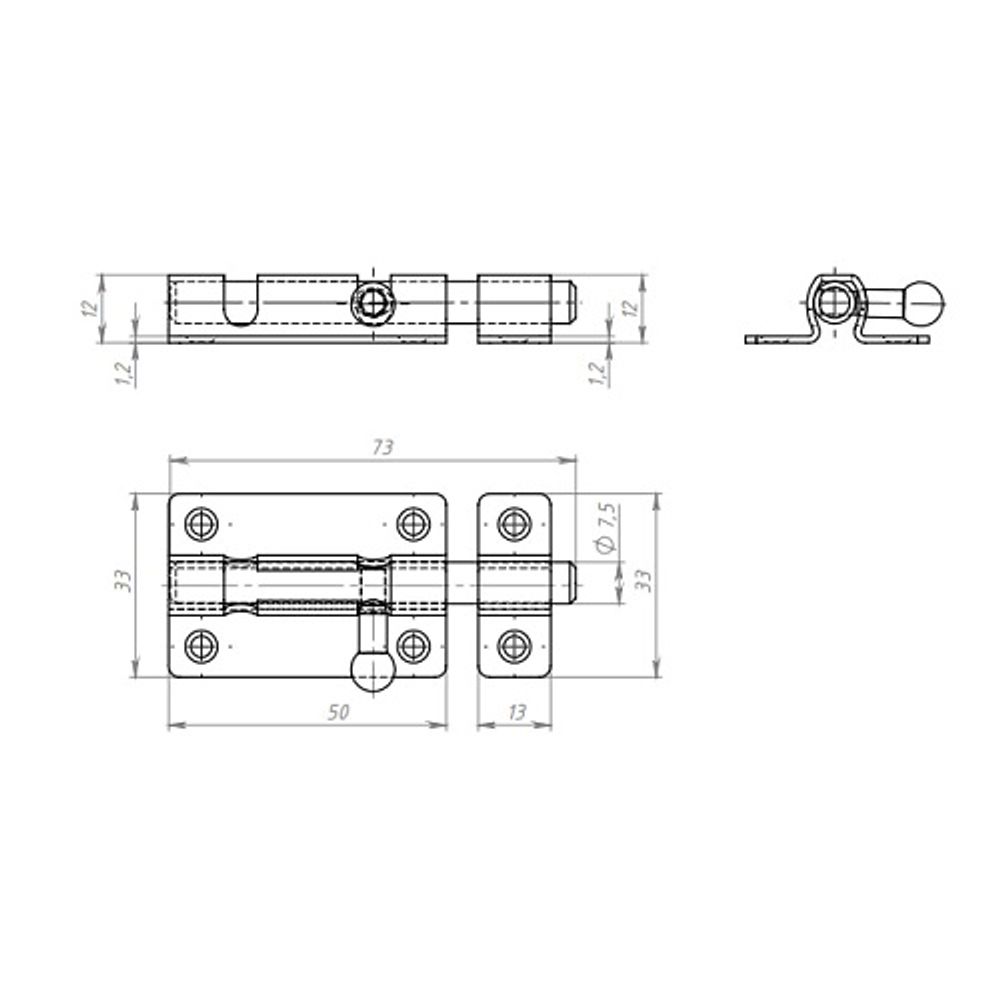 Задвижка накладная КУНГУР ЗТ5 цинк (150) (1шт)