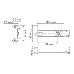 Защелка МЕДИО д/замка DZ8 50x20 SN никель