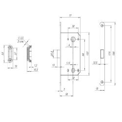 Замок врезной магнитный под фиксатор PORTA DI PARMA Polaris MAB мат. бронза