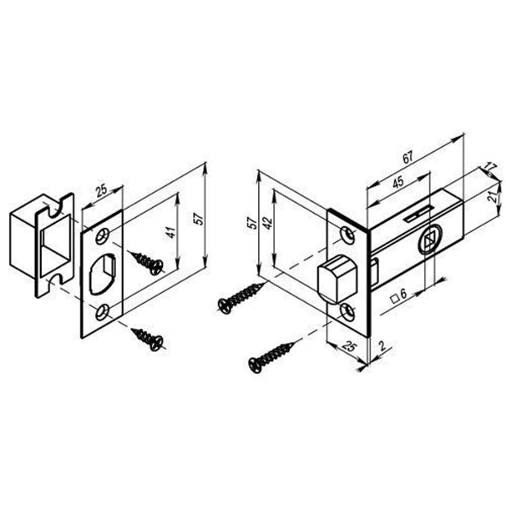 Задвижка врезная PUNTO DB-45 CFB кофе глянец /36967/