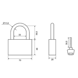 Замок навесной PALLADIUM 302B-70