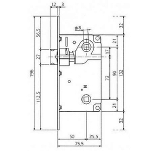 Замок межкомнатный AGB WC CENTRO B01013.50.03 защёлка вверху (латунь) /1762/