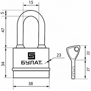 Замок навесной всепогодный БУЛАТ ВС 3-Н35-01 ПЛ 5кл d5mm
