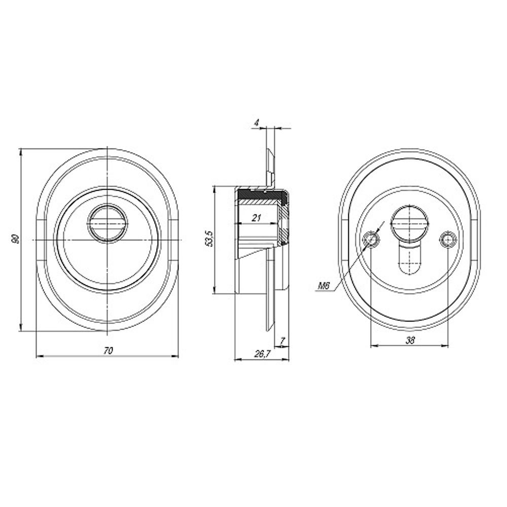 Броненакладка врезная FUARO DEF 9726-A CP-8 хром /44579/