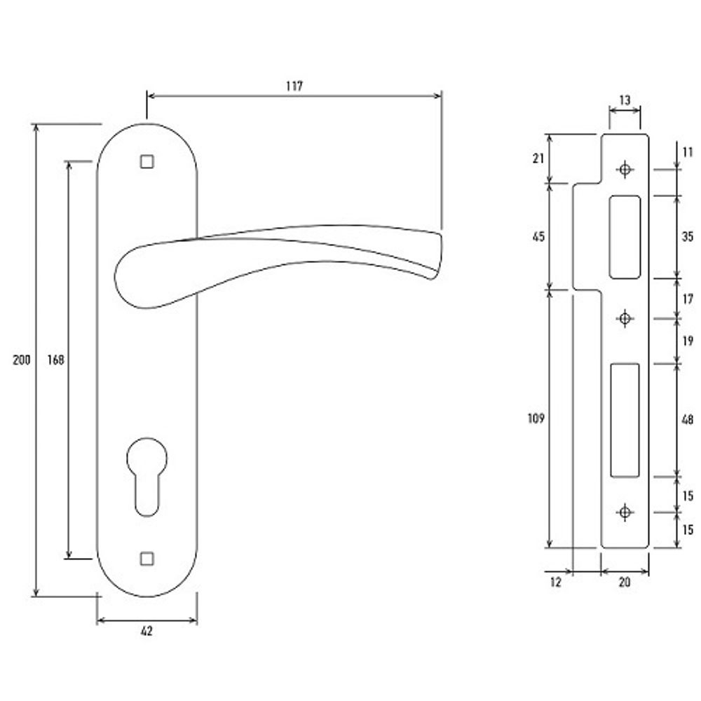 Замок врезной с ручками PALLADIUM ЗВ-1703 CP хром