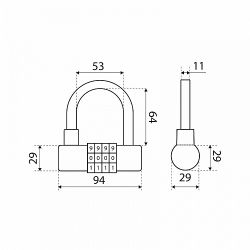 Замок навесной кодовый БУЛАТ ВС 944 d10mm