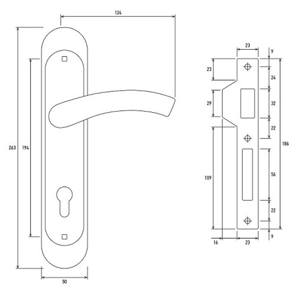 Замок врезной с ручками PALLADIUM ЗВ-AL 1853 CP хром