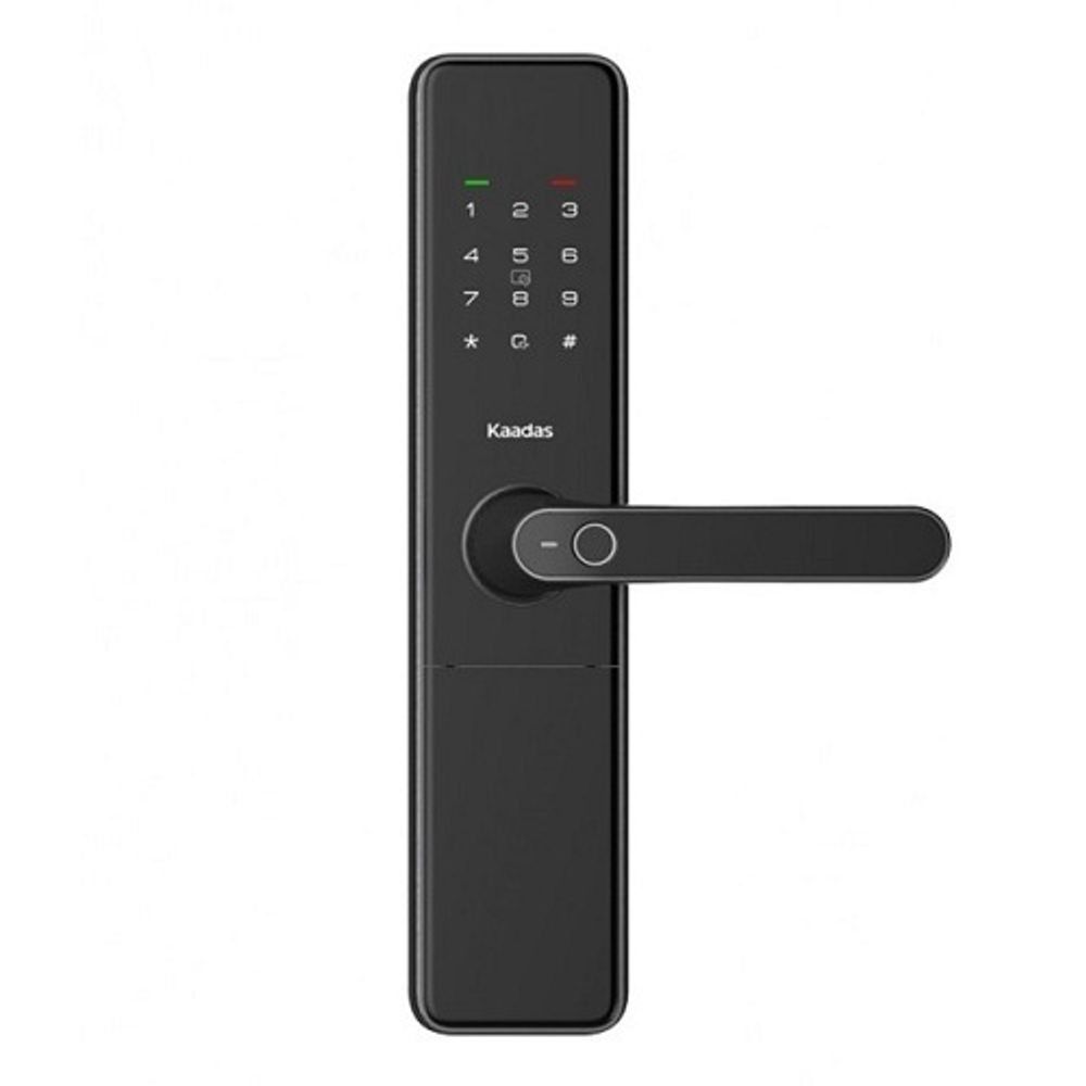 Замок врезной электронный с ручкой KAADAS S500 с отпечатком пальца, черный /47417/