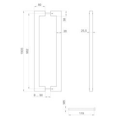 Ручка-скоба FUARO PH-26-38/1000-INOX black нержавейка 304 /58193/