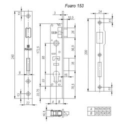 Корпус узкопрофильного замка с защелкой FUARO 153-30/85 /27537/