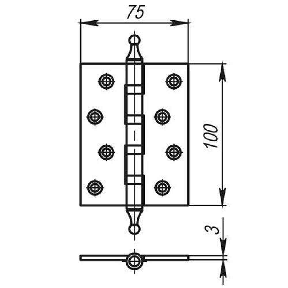 Петля универсальная ARMADILLO 500-A4 100x75x3 WAB мат.бронза /26749/ (1 шт)