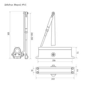 Доводчик дверной морозостойкий НОРА-М №4s (80-150кг) белый