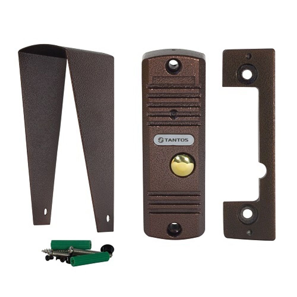 Вызывная видеопанель TANTOS Walle (медь) цветная, 4-х проводная, вандалозащ., с козырьком и уголком