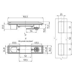 Замок мебельный MS-8611-2-1KD (ригель прямой, английский-ключ)