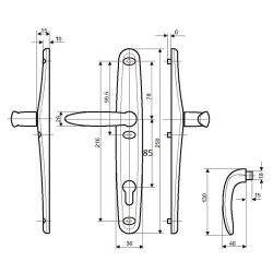 Нажимной гарнитур STUBLINA 1026.00.350 Е=85 мм коричневый (RAL 8017)