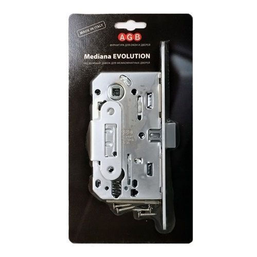 Замок межкомнатный под цилиндр AGB MEDIANA EV B01103.50.34.567 (мат.хром) /25807/