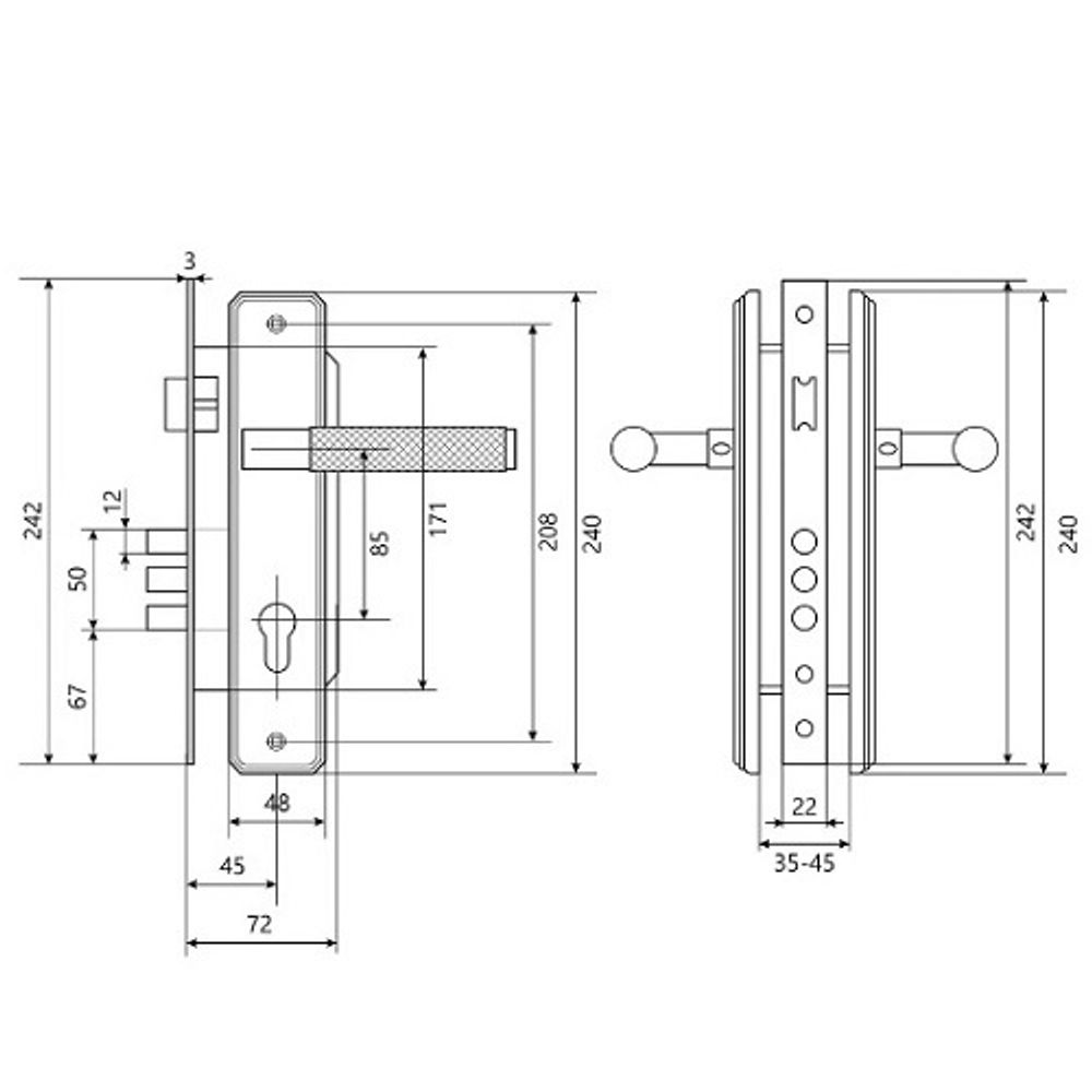 Замок врезной БУЛАТ ЗВ4-3.02.08 ФЕРОНА матовый никель