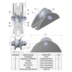 Ролик металл d-65 под трубу на платформе