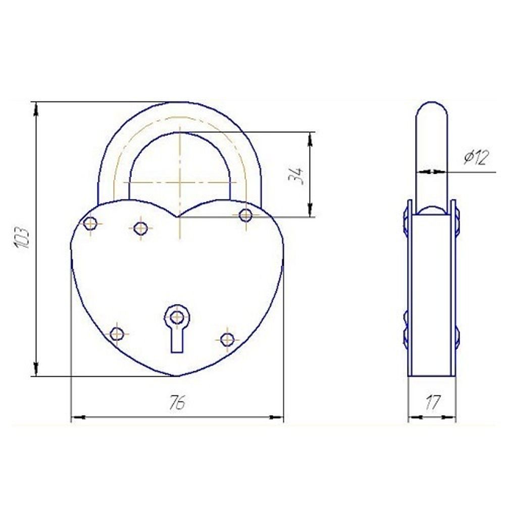Замок навесной ЗВС-2 "сердечко" белый