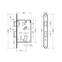 Замок врезной АЛЛЮР ЗВ4-132 GP латунь