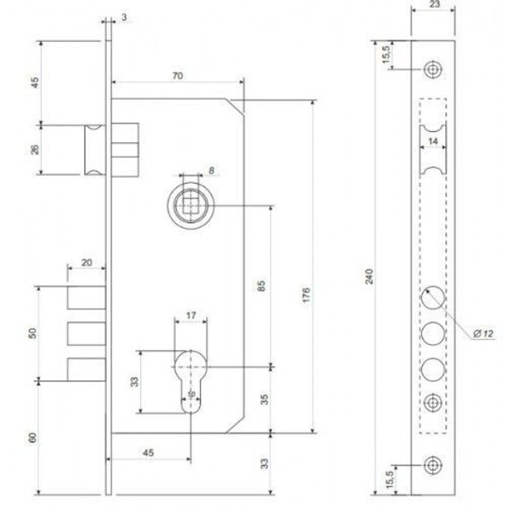 Корпус замка APECS 2400 CR хром