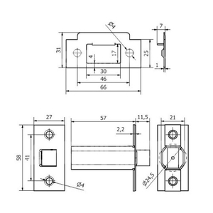Электромеханическая врезная замок-защелка TANTOS TS-EML300 (серебро)