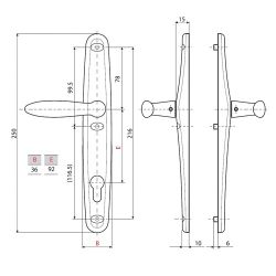 Нажимной гарнитур STUBLINA 1025.00.360 Е=92 мм антрацит (RAL 7016)