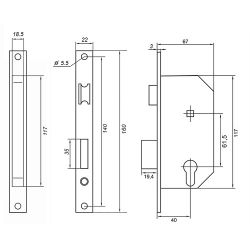 Замок врезной с ручками PALLADIUM ЗВ-AL 1618 CP хром