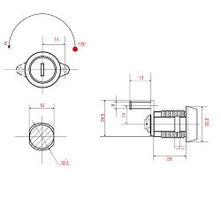 Замок мебельный ЕВРОБОКС 20/179° ригельный (парные 2 замка, 2 ключа)