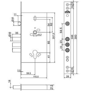 Замок врезной ЭЛЬБОР 1.01.23 б/ц Лазурит