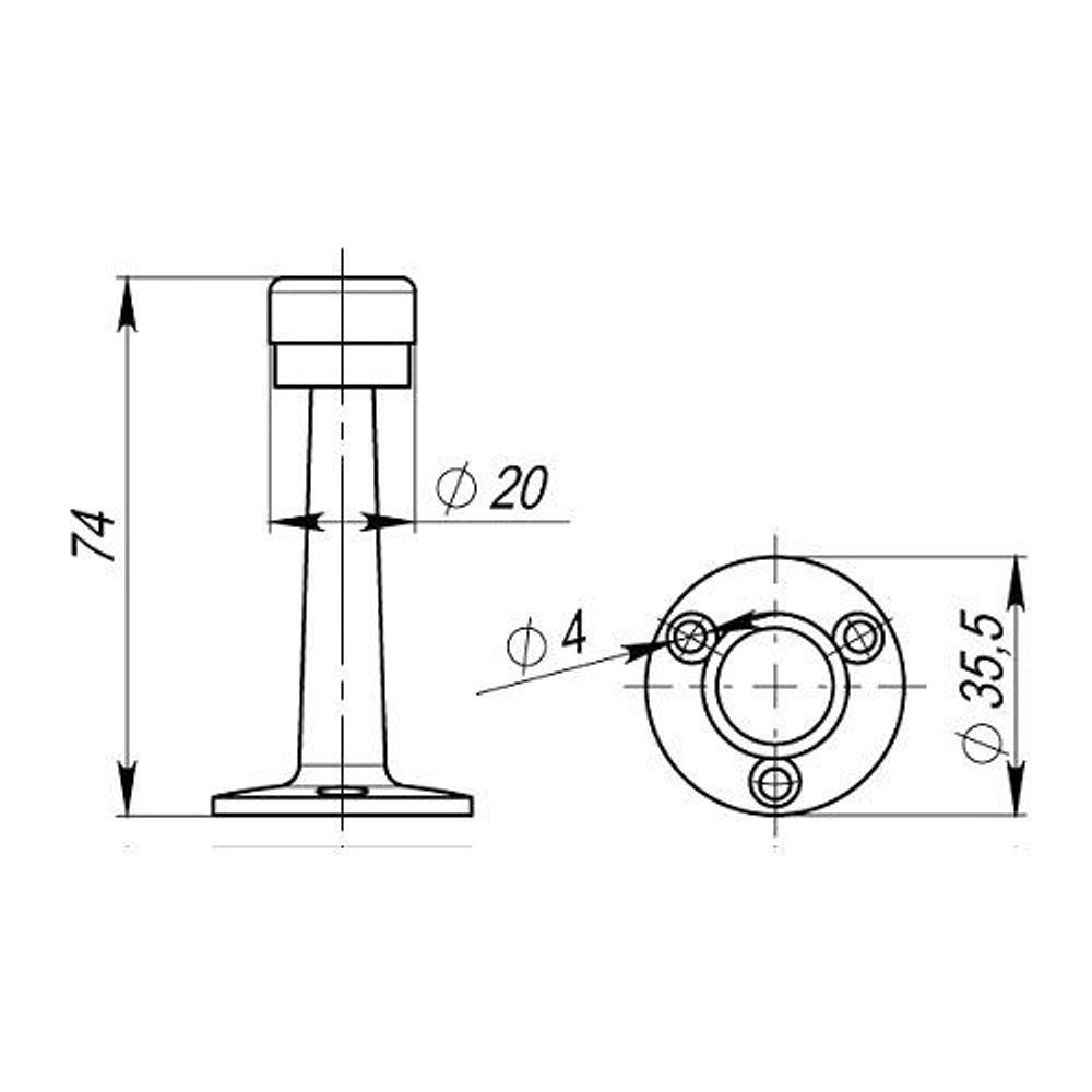 Упор дверной ARMADILLO DH033ZA АВ бронза /15104/