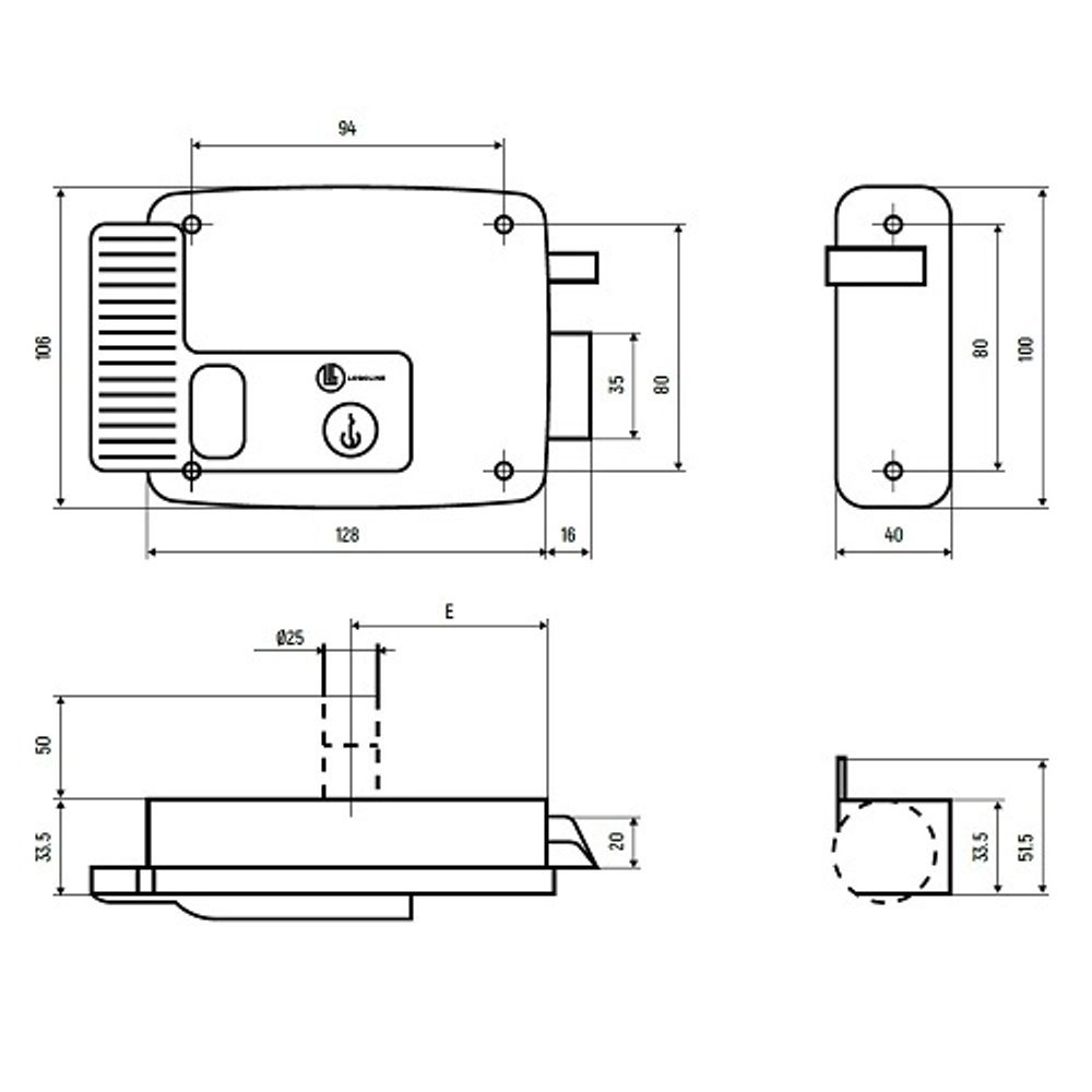 Замок накладной эл/мех. LOGOLINE 730.60.2 (дверь левая, открывается внутрь)