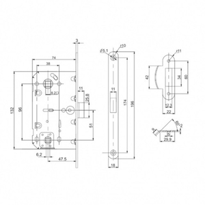 Защелка врезная PUNTO PL96WC-50/BL ABG бронза /49233/