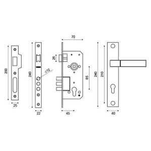 Замок врезной PUNTO KIT P90 4585/3 ORION SN/CP (мат. никель/хром) 5кл /41715/