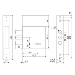 Замок врезной GALEON K817 хром