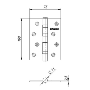 Петля дверная универсальная FUARO 4BB 100x75x2,5 SSG сатинированное золото /46349/ (1 шт)