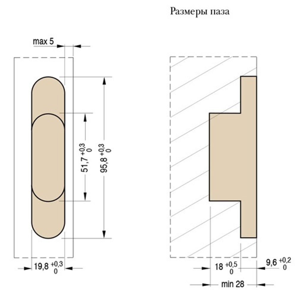 Петля скрытой установки нерегулируемая CEAM 830 OTT латунь (95,6x19,6мм)  (1 шт)
