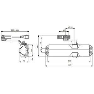 Доводчик дверной APECS DC-68.2-4/1100/080-A2 SL серебро
