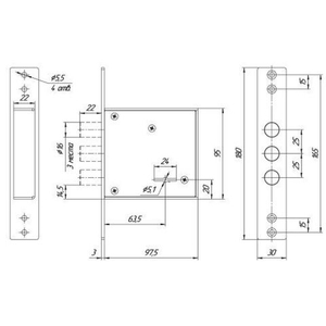 Замок врезной МЕТТЭМ ЗВ8 882.0.0 (4 кл без накладок)