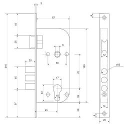 Замок врезной APECS 1524/60 CR хром