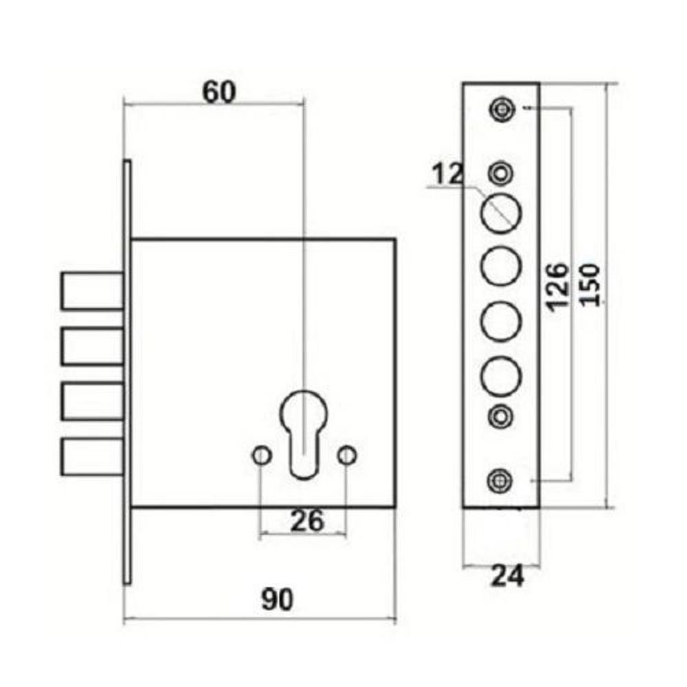 Замок врезной верхний на кит. дверь 2515 Ц - 4Р